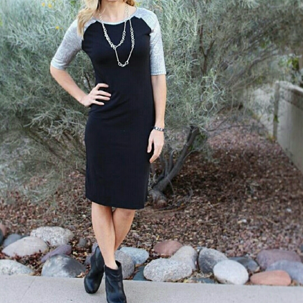 Lularoe Black Gray Dress Large